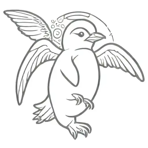 Cute Penguin With Angel Wings And Halo