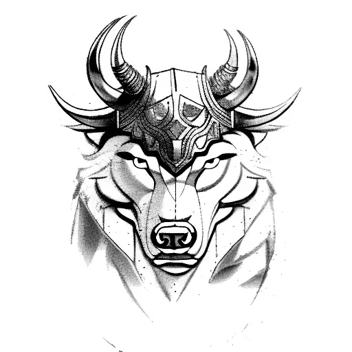 Guard With A Bull And Wolf As Companions