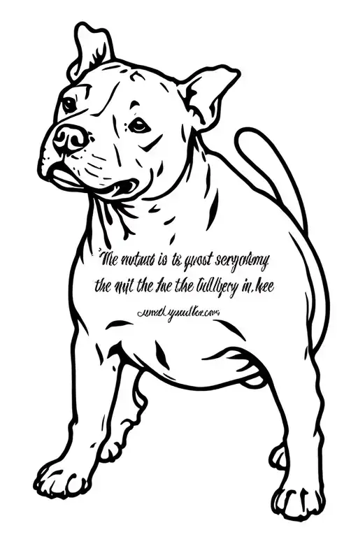 Outline Of A Pitbull With A Quote As The Tail