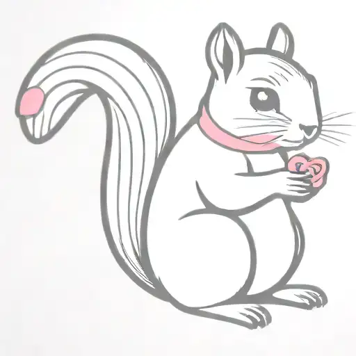 Squirrel Holding A Pink Cancer Ribbon
