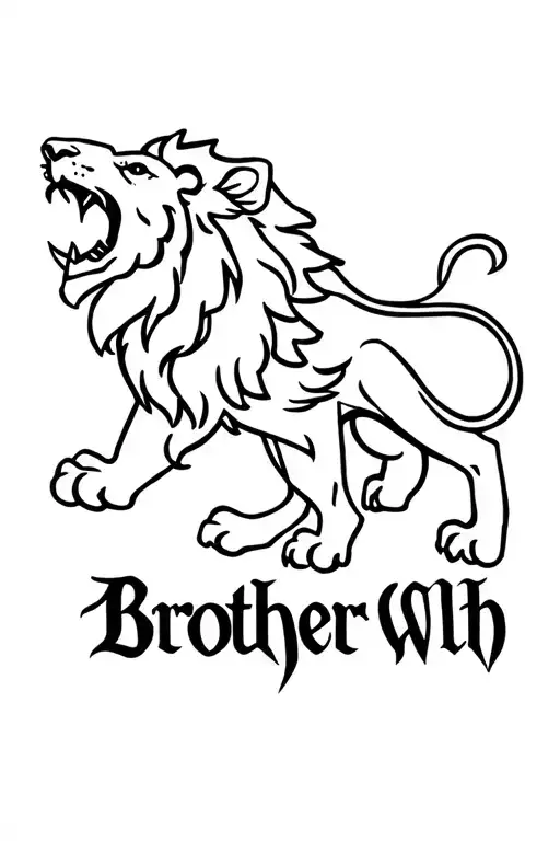 Lion Roaring With Wording Brother Welsh