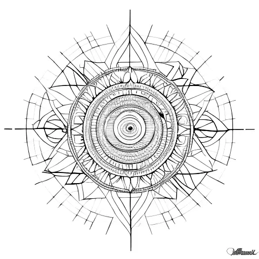 A Geometric Representation Of The Sun With Intricate Patterns