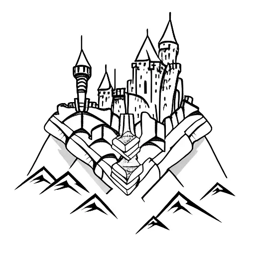 Mountain And Castle Coming Out Of Book Pages