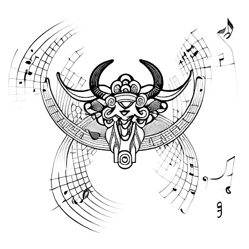 Taurus Zodiac Symbol Blended With A Musical Note