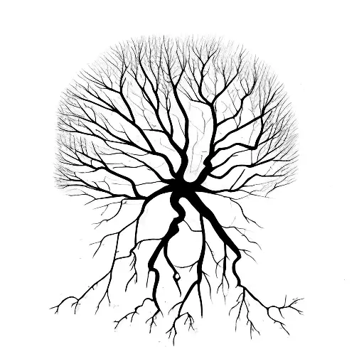 Human Tree With Roots Tattoo