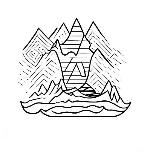 A Minimalist Tattoo Of A Mountain Range With A Hiking Boot On Top