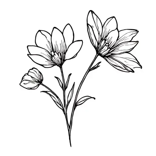 Fine Line Outline Austria Alp Flower Minimalism Style Draw