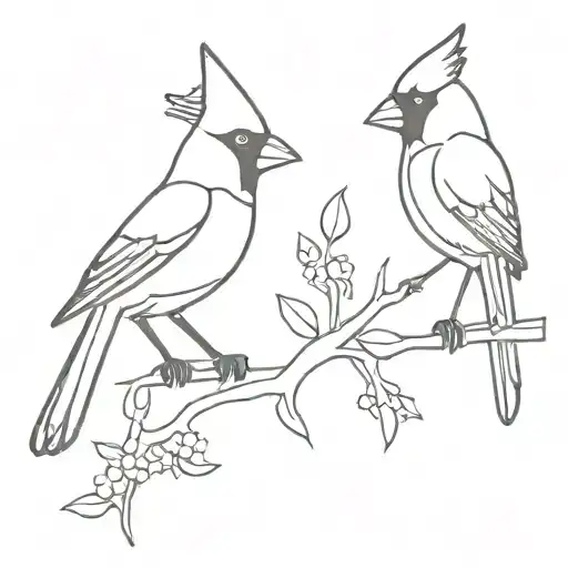 Cardinal And Jay Bird