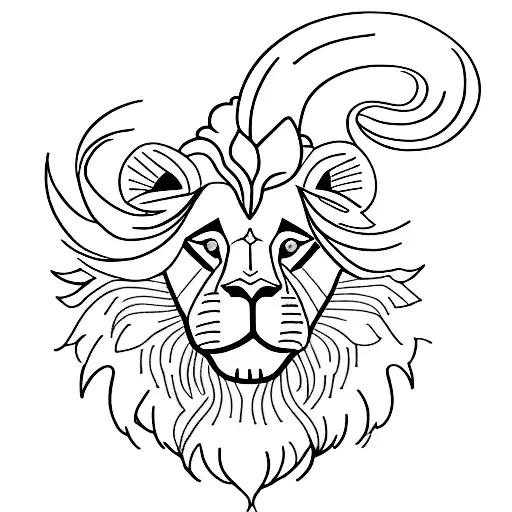 Lion With A Lamb With Flowers