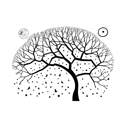 Dad Over Tree Without Leaves And Instruments