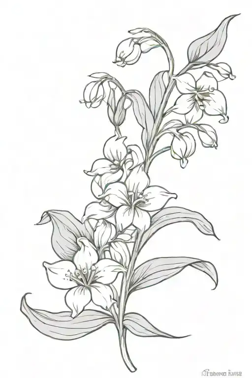 Lily Of The Valley And Primrose Line Tattoo Design
