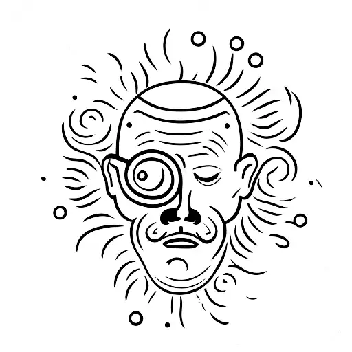 A Minimalist Line Drawing Of A Bald Head With Smoke Coming Out Of It