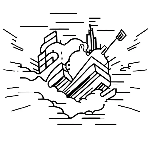 A Minimalist Line Drawing Of A Cigarette With Smoke Forming The Shape Of A City