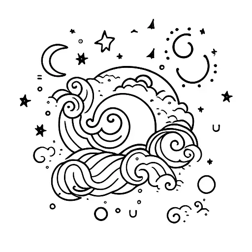 Cloudy Night Sky With Moon