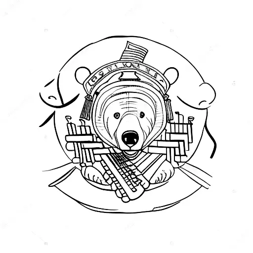 A California Bear Playing The Irish Harp