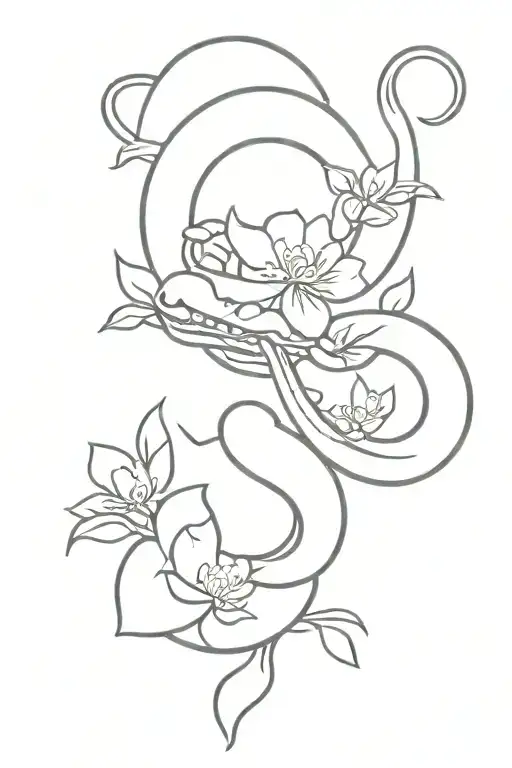 Slithering Snake With Flowers In Mouth Closed