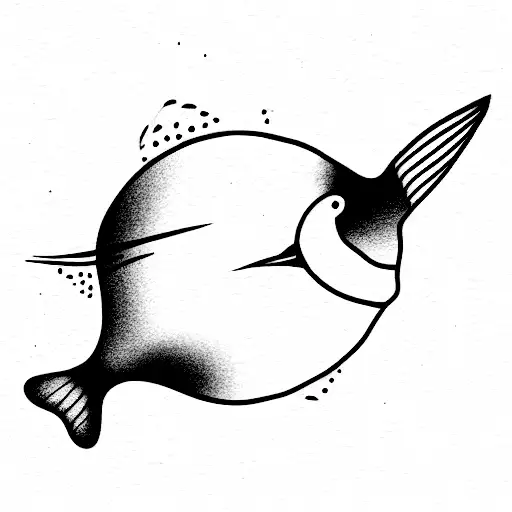 Flounder Fish In Shitty Minimal Childish Lines