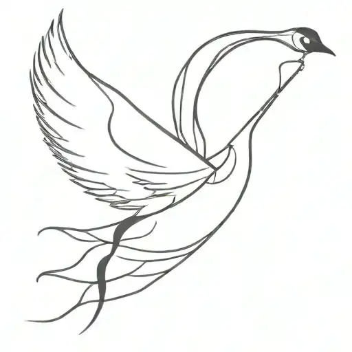 A Minimalist Tattoo Of A Black Swan With A Music Note Incorporated