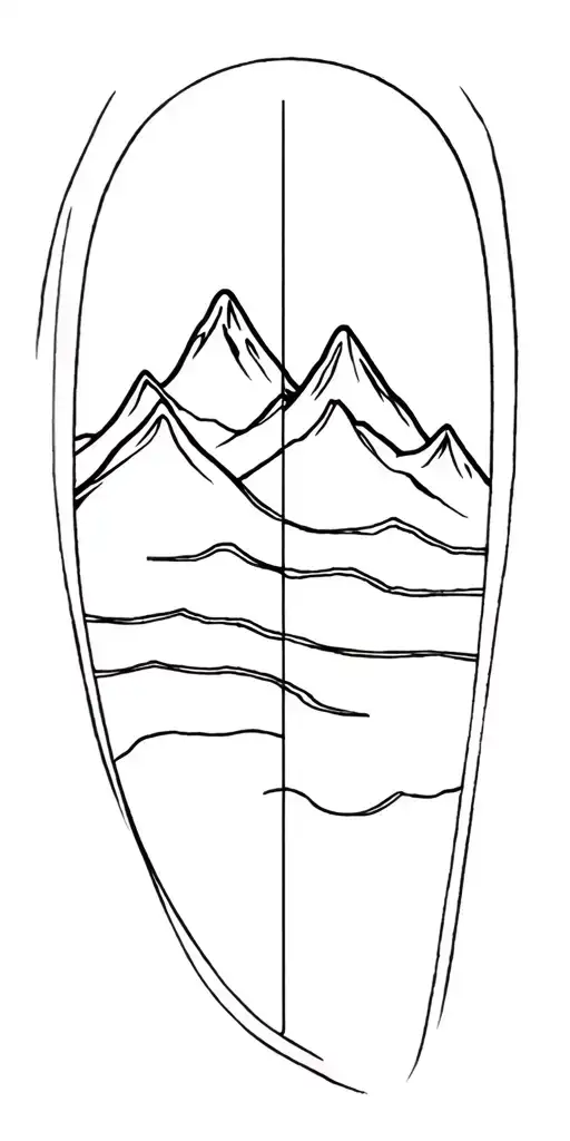 Full Sleeve Tattoo Featuring Mountain Outlines