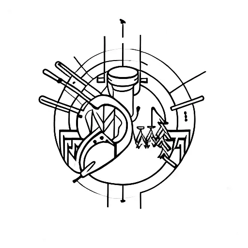 A Minimalist One Line Tattoo Of Drum