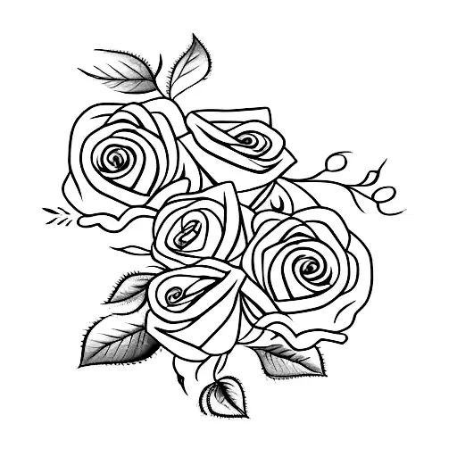 A Tattoo Design Of A Rose Vine Wrapping Around A Pair Of Lips