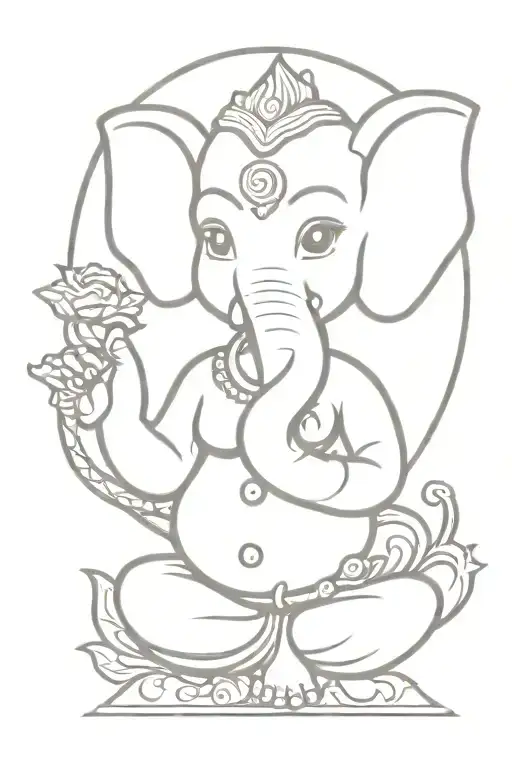Baby Ganesha With Dragon Tattoo Design