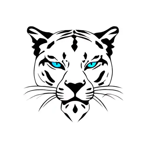 Abstract Panther Face With Blue Eyes