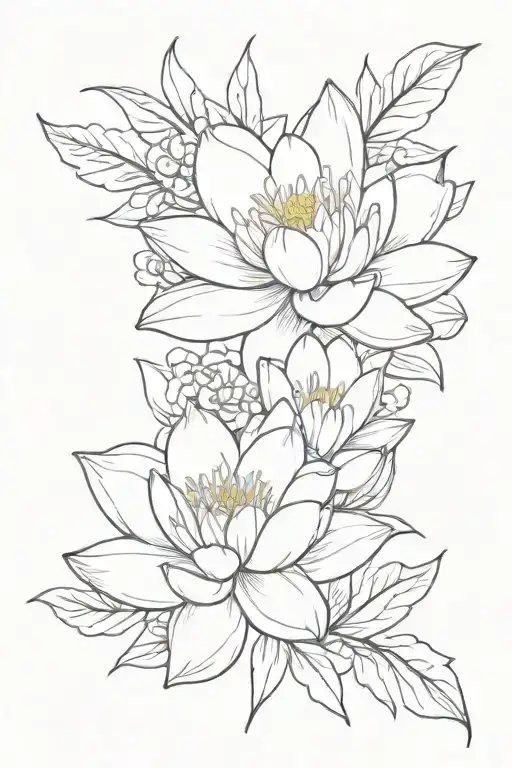 Water Lily And Larkspur Flower Bouquet