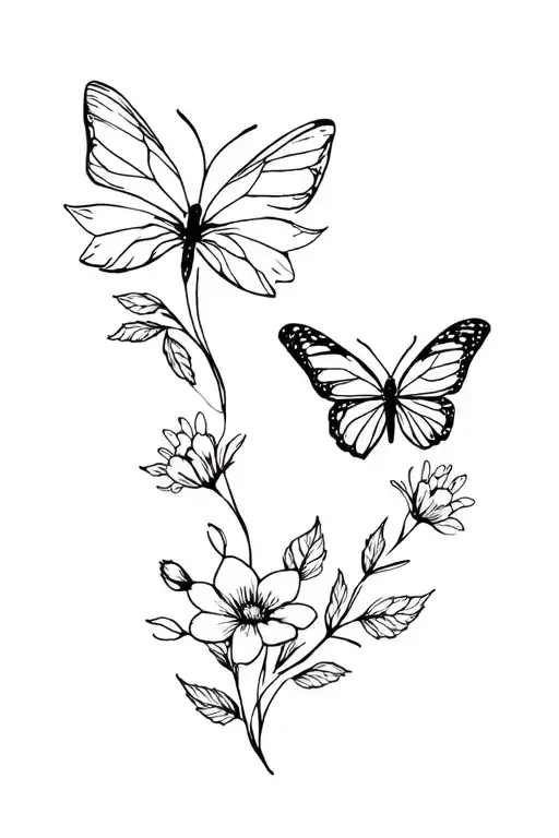 Small Dainty Butterfly's With Flowers
