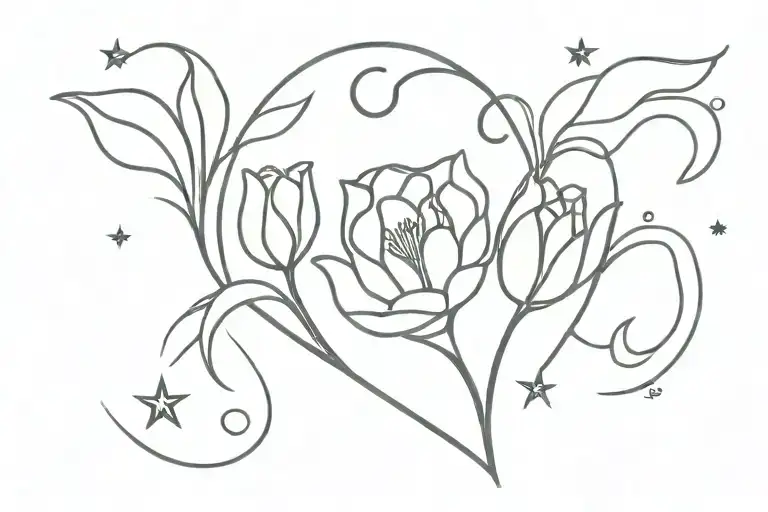 Heart Tulip And Star Sign