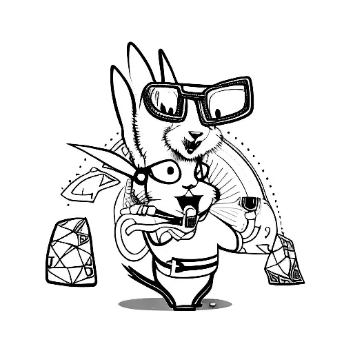 A Male Punk Rock Rabbit Cartoon Character Wearing Sunglasses