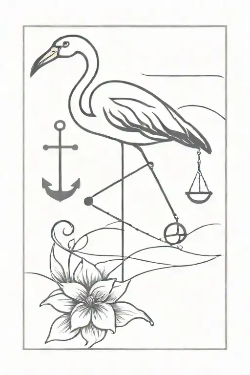 Anchor And Flamingo Combined Together