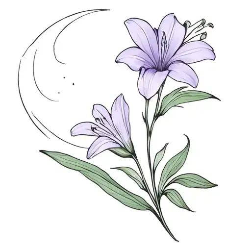 Strand Of Lily Of Lily Of The Moon And Violet And Primrose At The Bottom