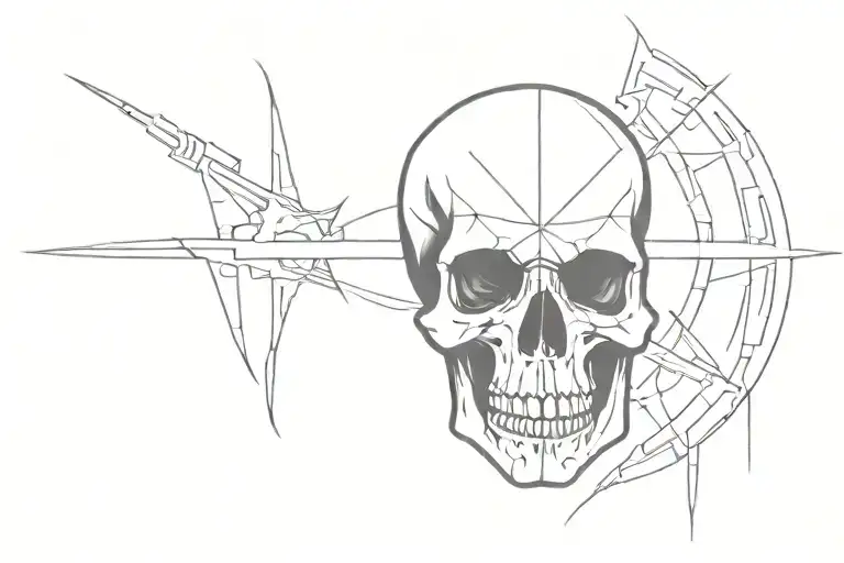 Cognadh War Symbol Symmetrical Integrated In Side Of Deteriorated Skull Head