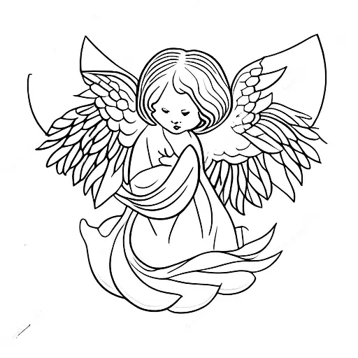 Angel With Wisteria In The Background