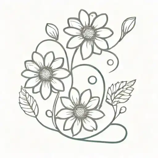 Unalome Symbol Intertwined Daisies