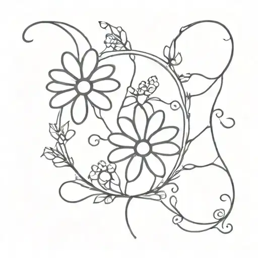 Unalome Symbol Intertwined Daisies Queen Anne's