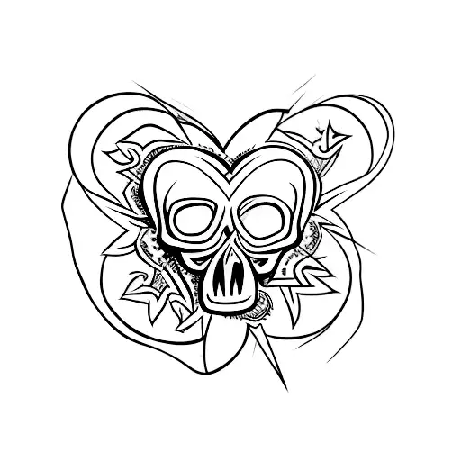 A Punk Rock-inspired Heart With A Skull As The Center