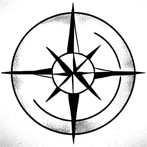 Compass Rose With Boat In The Middle