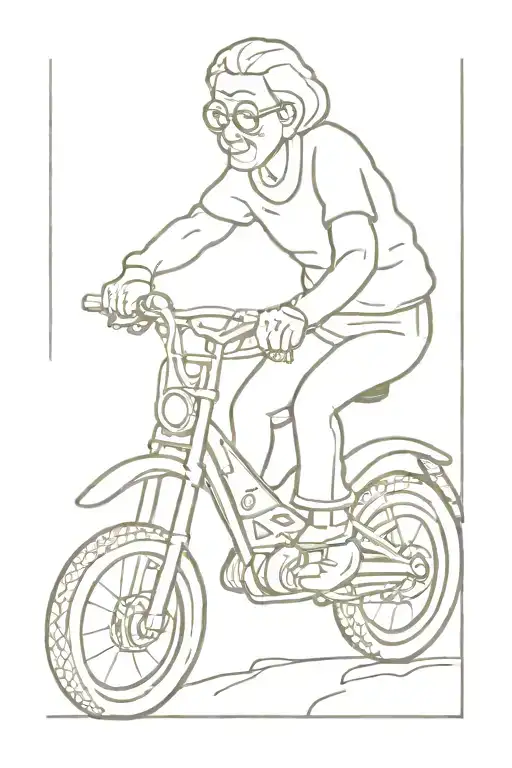 Grandma On A Motocycle Tread Imprints In Dirt