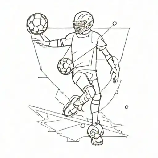 Combine Elements Of Football And Video Games To Create A Futuristic Sports-themed Tattoo Design