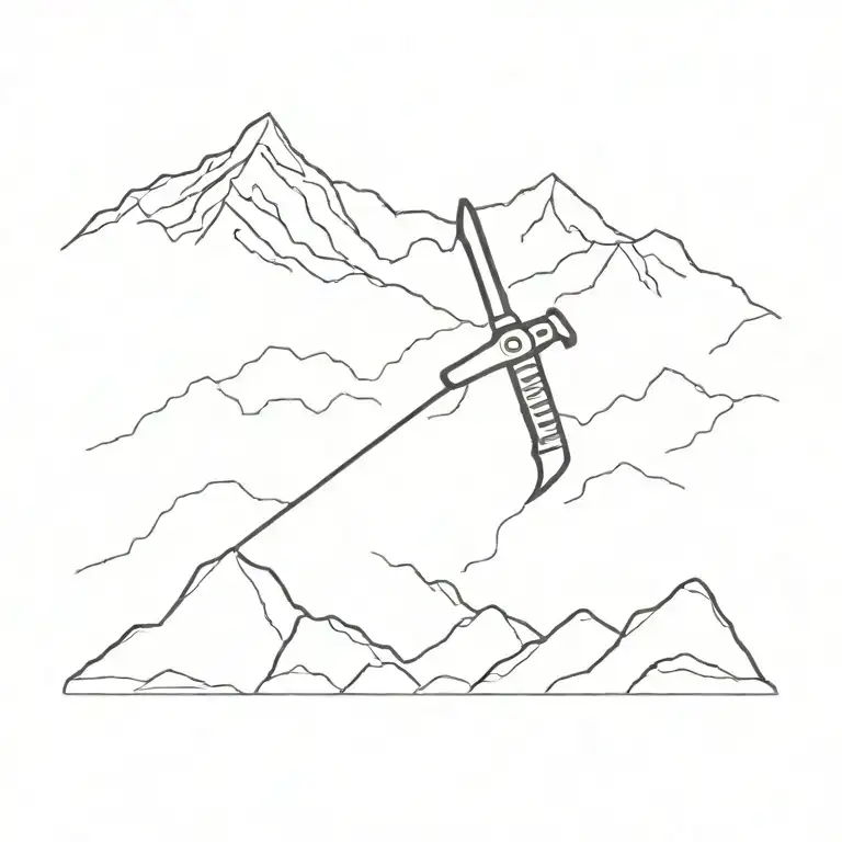 Ice Axe With Mountains