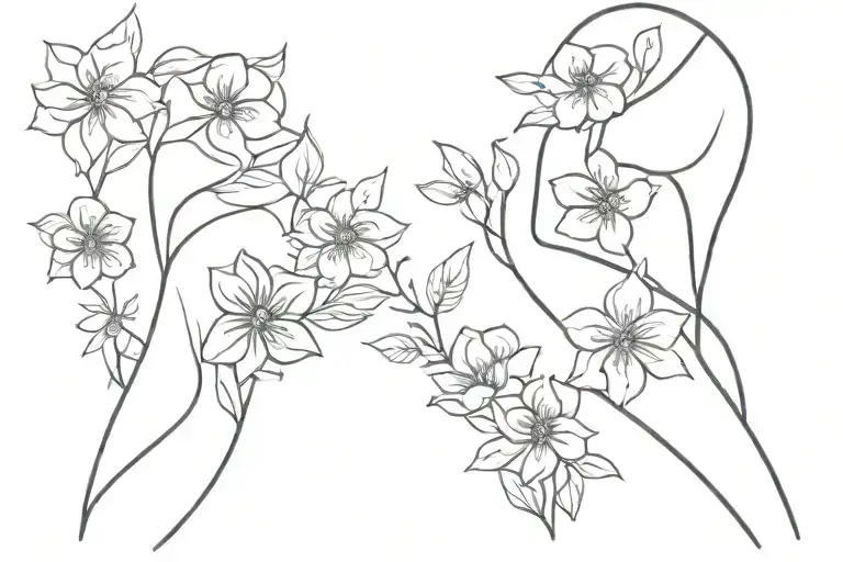 Mother Daughter Tattoo With June And March Flowers