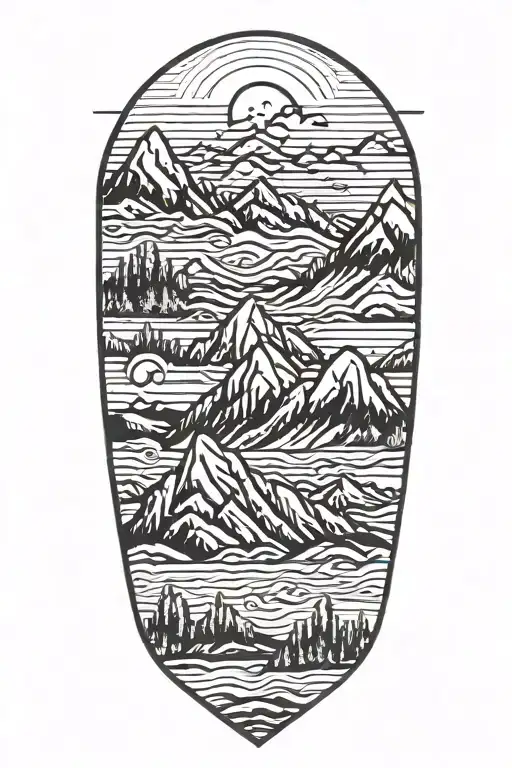 Minamilist Geometric Mountains With Salmon