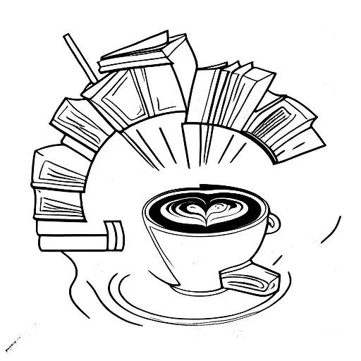 Big Pile Of Ancient Books With A Cup Of Coffee