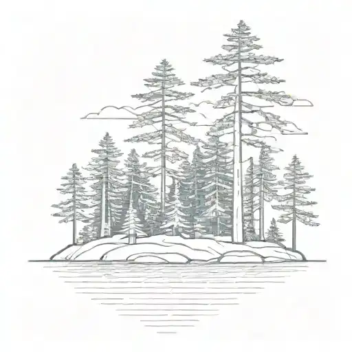 Small Island With 4 Pine Trees