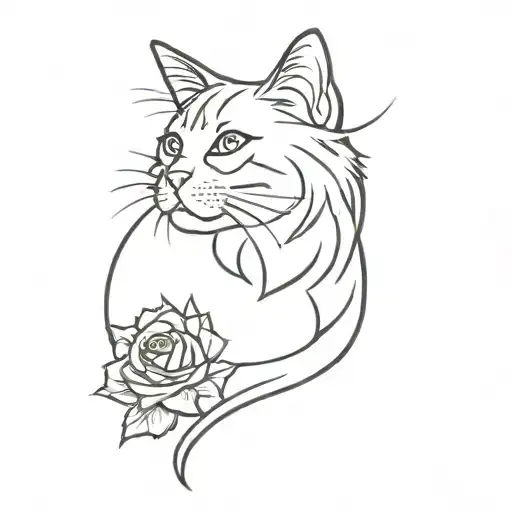 Maincoon Cat With Rose