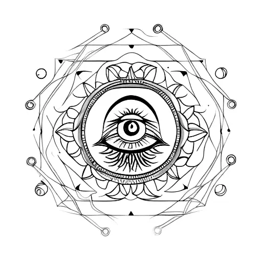 Mandala With A Representation Of Gemini That Includes The Eye Of Horus
