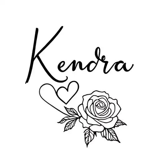 Kendra Name With A Heart And Rose