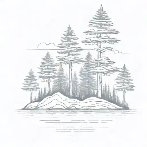 Small Island With 4 Pine Trees